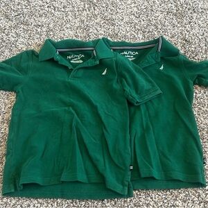 2 Nautica Boys Green Short Sleeve Polo Shirts